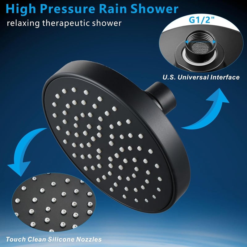 Nuodan High Pressure Shower Head - 4.7“ Powerful Bathroom Pressure Boosting Rain Showerhead - Perfect Universal Replacement for Rainfall Shower Heads (Black) - Image 3